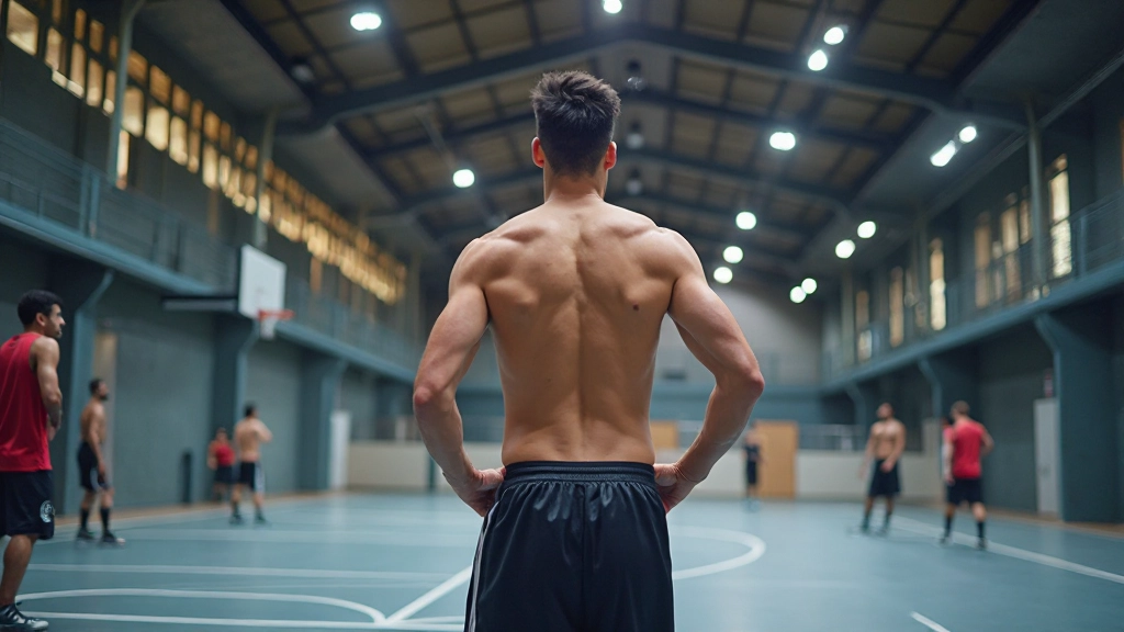 منشأة تدريب كرة السلة الحديثة مع ملعب مضاء بشكل احترافي