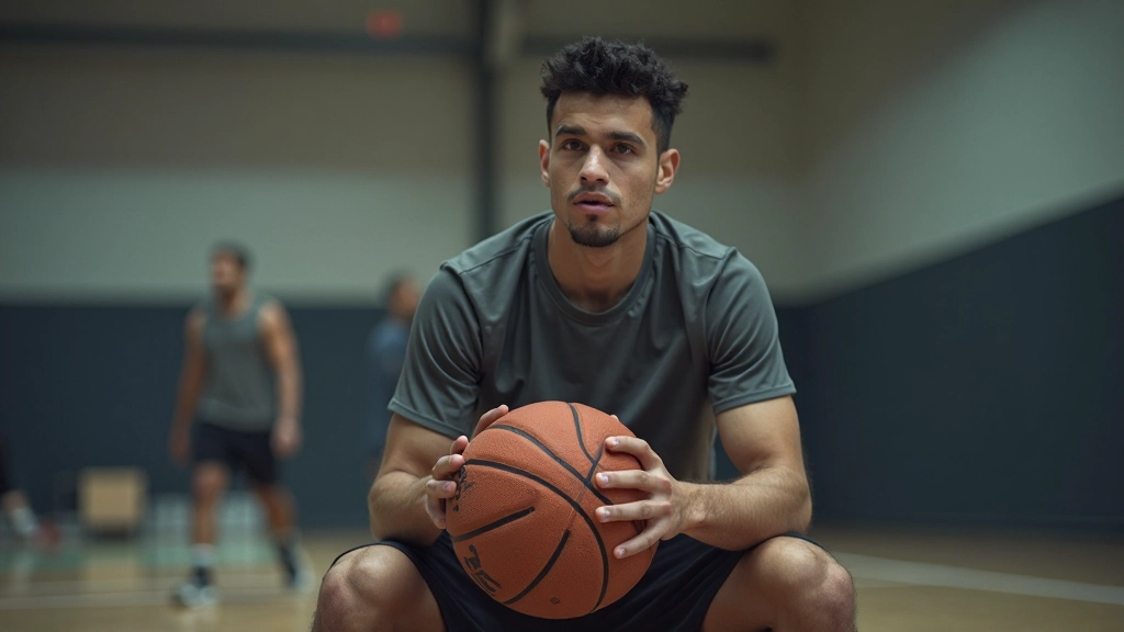 لاعب كرة سلة شاب يفكر في التطور والتحسن المستمر في مهاراته