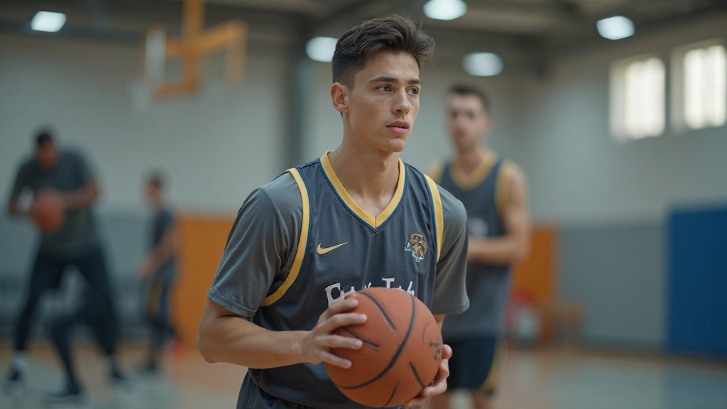 فريق شاب من لاعبي كرة السلة يشارك في جلسة تدريب تكتيكية موحدة